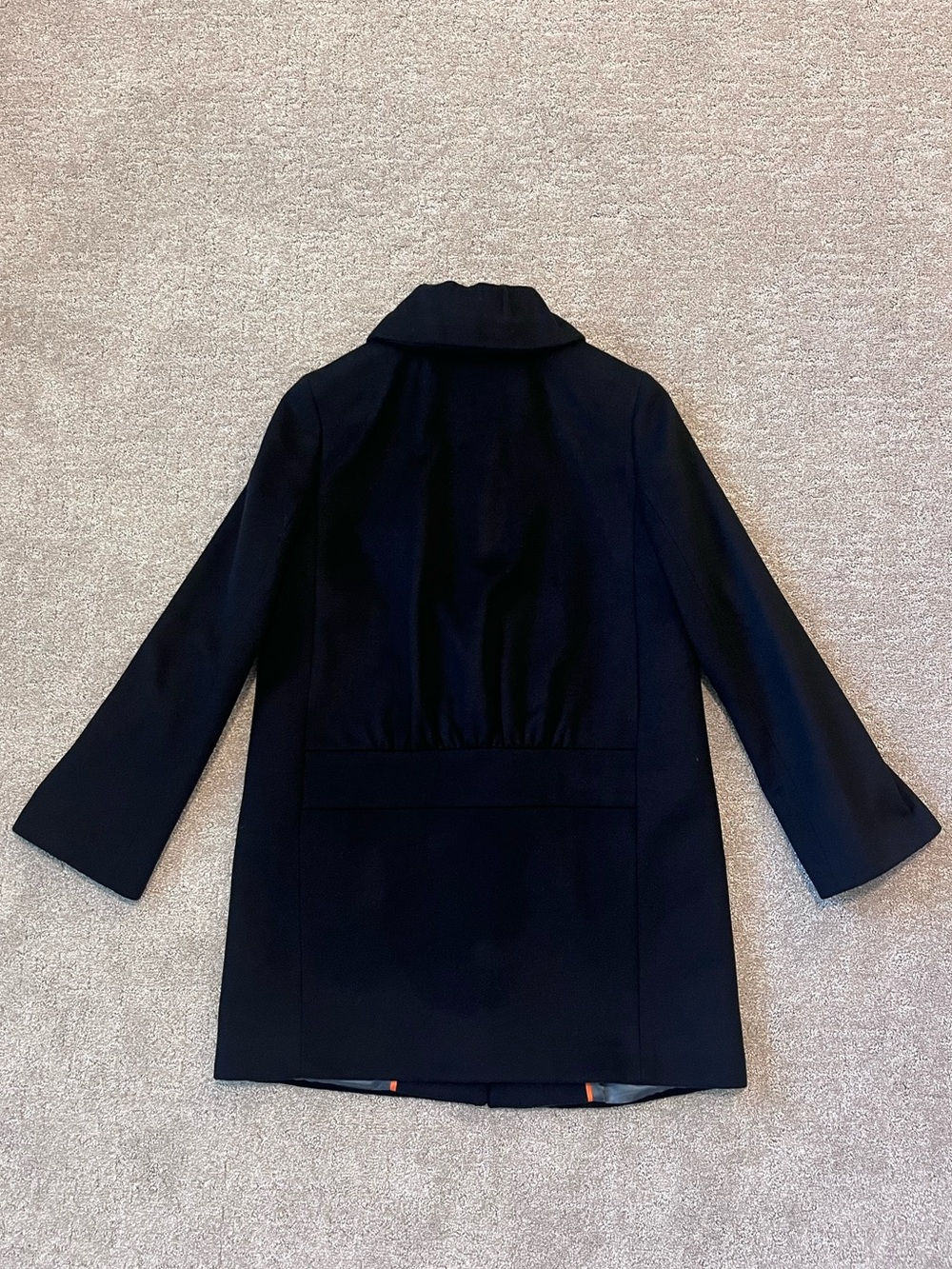 J Crew Women’s Black Single-Breasted Wool Coat Ruffle Collar - Picture 8 of 8